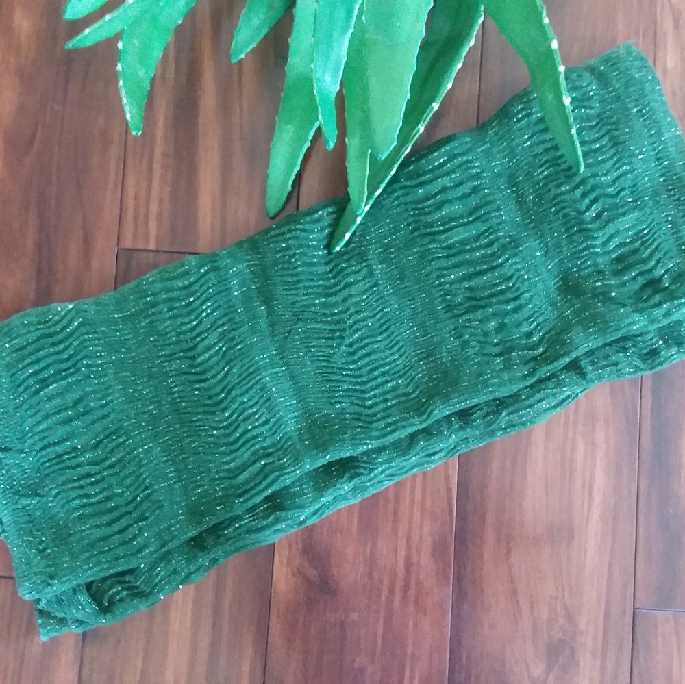 Green Sparkly Infinity Scarf w Sparkle Thread